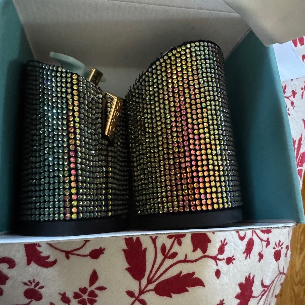 Block Heel Kit 4" with Rhinestones Pashion footwear coal iridescent 5-61/2